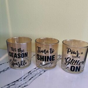 Veranda Set of Gold Glass Candle Holders NWT